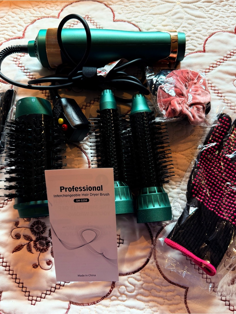 Professional Interchangeable Hair Dryer Brush - Teal